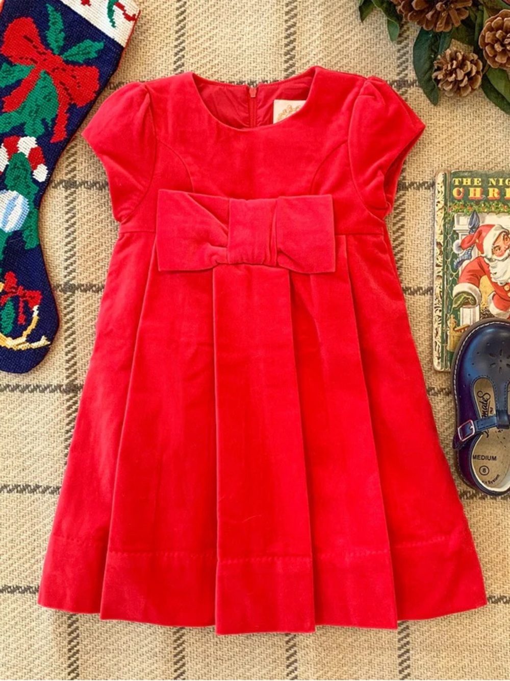 The Beaufort Bonnet Company Red Velvet Darcy Dress - 4T